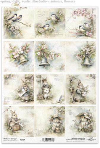 Papier ryżowy A4 ITD R2794 do decoupage wiosna