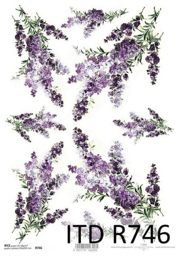 Papier ryżowy A4 ITD R746 do decoupage lawenda