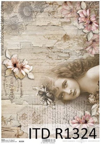Papier ryżowy A4 ITD R1324 do decoupage vintage