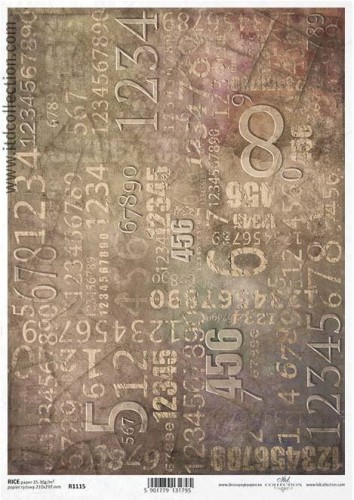 Papier ryżowy A4 ITD R1115 do decoupage cyfry