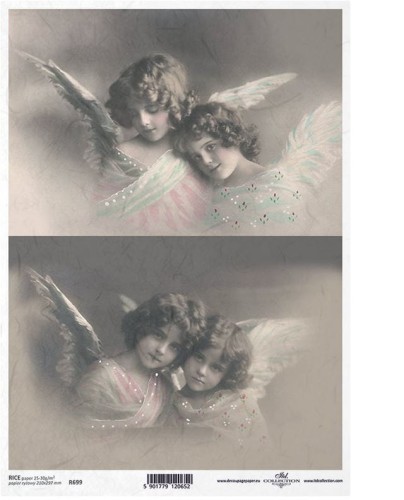 Papier ryżowy A4 ITD R0699 do decoupage vintage anioły
